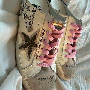Golden Goose Pink and White Women's Sneakers